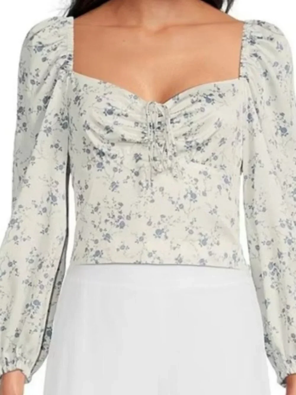 Gianni Bini Floral Milkmaid Coquette Top Puff Sleeve Smocked NWT 12 - Picture 10 of 10